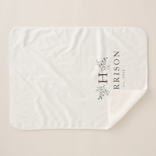 Couverture Sherpa Monogramme rustique (Devant (Horizontal))