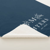 Couverture Sherpa Monogramme rustique bleu marine personnalisé (3/4)