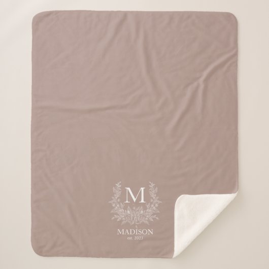 Couverture Sherpa Monogramme rustique personnalisé initial (Devant)