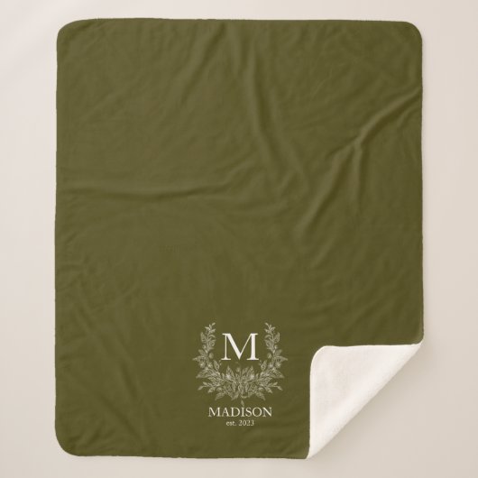 Couverture Sherpa Monogramme rustique personnalisé initial (Devant)