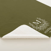 Couverture Sherpa Monogramme rustique personnalisé initial (3/4)