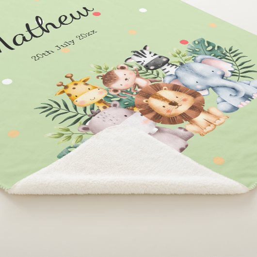 Couverture Sherpa Monogramme Safari design l Adorable pois Vert (3/4)