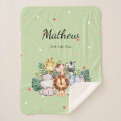 Couverture Sherpa Monogramme Safari design l Adorable pois Vert (Devant)