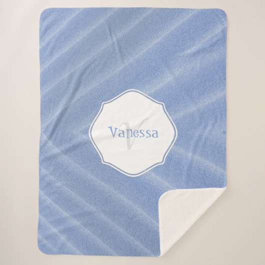 Couverture Sherpa Monogramme Sherpa Blanche de sable bleu (Devant)