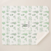 Couverture Sherpa Monogramme Sherpa Blanket | Green Camping Woods (Devant (Horizontal))