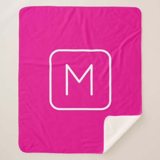 Couverture Sherpa Monogramme simple et moderne initial | Rose et bla (Devant)