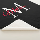 Couverture Sherpa Monogramme simple moderne noir rouge (3/4)