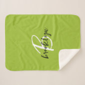 Couverture Sherpa Monogramme tendance vert citron, noir et blanc en (Devant (Horizontal))