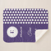 Couverture Sherpa Monogramme violet et blanc, c'est l'heure de la si (Devant (Horizontal))
