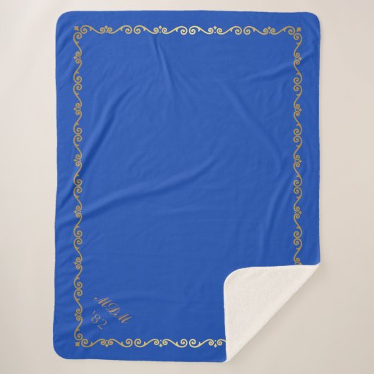 Couverture Sherpa Monogrammes Sherpa Blanket-Princess Blue Custom (Devant)