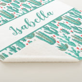 Couverture Sherpa Monographie de cactus vert blanc motif (3/4)