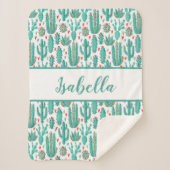 Couverture Sherpa Monographie de cactus vert blanc motif (Devant)