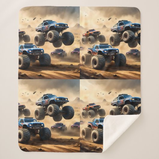 Couverture Sherpa Monster Trucks Courant Dans Le Désert, (Devant)