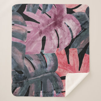 Couverture Sherpa Monstère monochrome : Aquarelle Motif tropical.