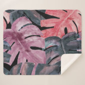 Couverture Sherpa Monstère monochrome : Aquarelle Motif tropical. (Devant (Horizontal))