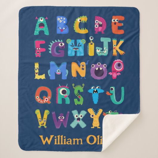 Couverture Sherpa Monstre Personnalisé ABC Monstres Silly Alphabet (Devant)
