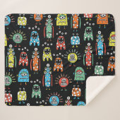 Couverture Sherpa Monstres Aliens : Mignonne Vintage sans couture (Devant (Horizontal))