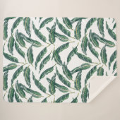 Couverture Sherpa Moody Banana feuilles blanc (Devant (Horizontal))
