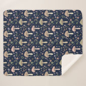 Couverture Sherpa Moody Dark Navy Fungi | Dark Academia Luxury Gift (Devant (Horizontal))