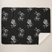 Couverture Sherpa Moody rose Abstrait motif floral noir (Devant (Horizontal))