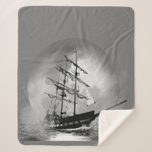 Couverture Sherpa Moon Night Sky Voilier Bateau Haunted Graphic Art (Devant)