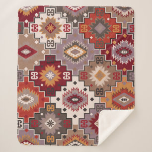 Couverture Sherpa Moquette persane design original, texture tribale.