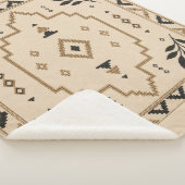 Couverture Sherpa Moroccan Geometric Boho Beige Sherpa Blanket (3/4)