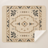 Couverture Sherpa Moroccan Geometric Boho Beige Sherpa Blanket (Devant (Horizontal))