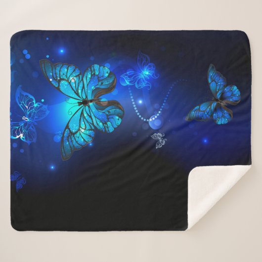 Couverture Sherpa Morpho Butterfly in the Dark Background (Devant (Horizontal))