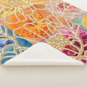 Couverture sherpa Mosaïque Florale Dorée (3/4)