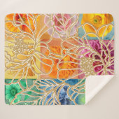 Couverture sherpa Mosaïque Florale Dorée (Devant (Horizontal))