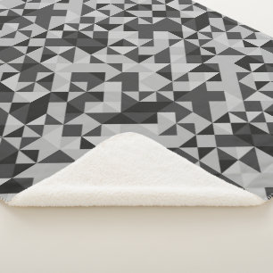 Couverture Sherpa Mosaïque géométrique Abstraite noire et grise Mode
