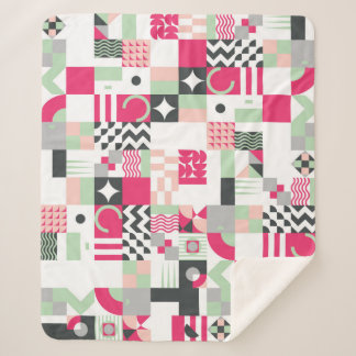 Couverture Sherpa Mosaïque géométrique contemporaine sans couture mo