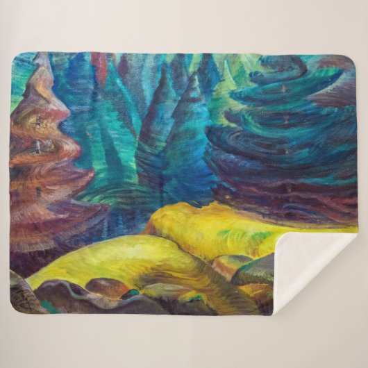 Couverture Sherpa Moss jaune | Emily Carr | (Devant (Horizontal))