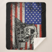Couverture Sherpa Moteur de train à vapeur sur drapeau américain (Devant)