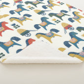 Couverture Sherpa Motif à cheval inspiré de l'art scandinave. (3/4)