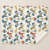 Couverture Sherpa Motif à cheval inspiré de l'art scandinave. (Devant (Horizontal))