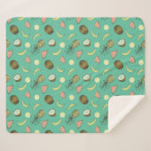 Couverture Sherpa Motif à doodle de fruits tropicaux (Devant (Horizontal))