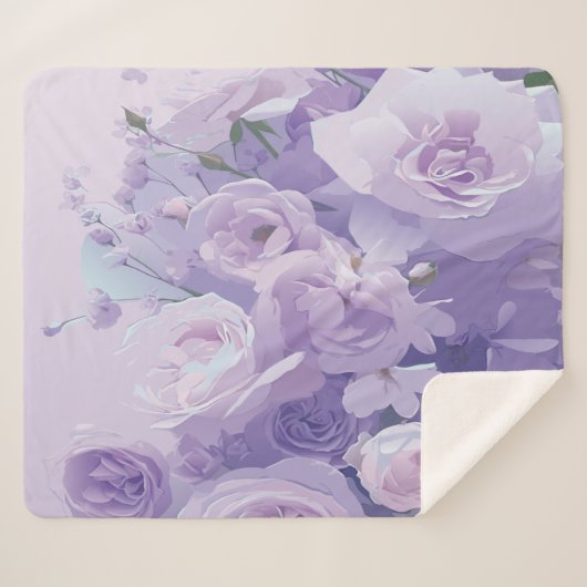 Couverture Sherpa Motif à fleurs molles (Devant (Horizontal))