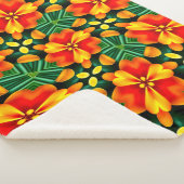 Couverture Sherpa Motif à fleurs orange (3/4)