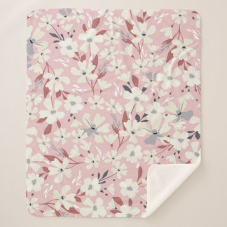 Couverture Sherpa Motif à fleurs printanières. Arrière - plan floral