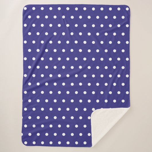 Couverture Sherpa Motif à points Polka bleu et blanc (Devant)