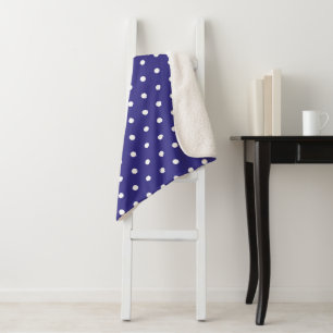 Couverture Sherpa Motif à points Polka bleu et blanc