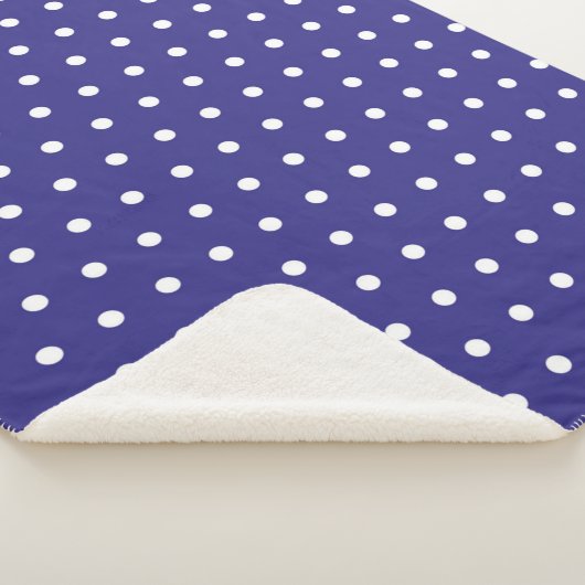 Couverture Sherpa Motif à points Polka bleu et blanc (3/4)