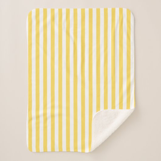 Couverture Sherpa Motif à rayures jaunes et blanches (Devant)