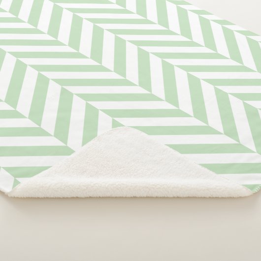 Couverture Sherpa Motif à sonneries géométriques vert et blanc (3/4)