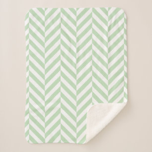 Couverture Sherpa Motif à sonneries géométriques vert et blanc