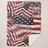 Couverture Sherpa Motif Abstrait Américain Rouge Blanc Bleu Drapeau (Devant)