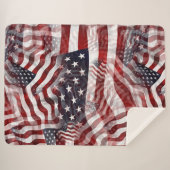 Couverture Sherpa Motif Abstrait Américain Rouge Blanc Bleu Drapeau (Devant (Horizontal))