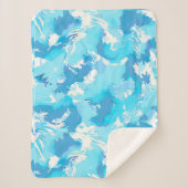 Couverture Sherpa Motif abstrait bleu clair et blanc (Devant)